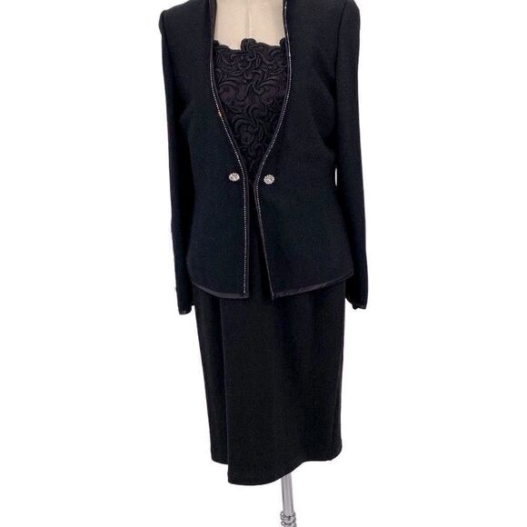 EL Ana Occasion Evening  Studded Embellished Jacket Rhinestone Buttons Black M - Picture 14 of 14